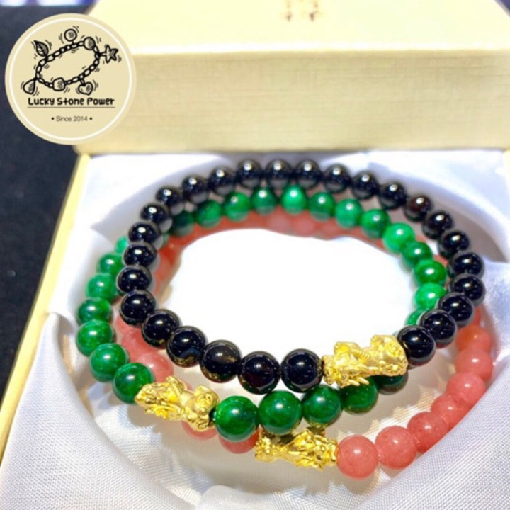 Lucky Pixiu Gold Bracelet | 6mm Beads & Authenticity Certificate