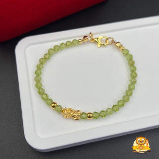 Pure Gold Pixiu Bracelet with Auspicious Stones