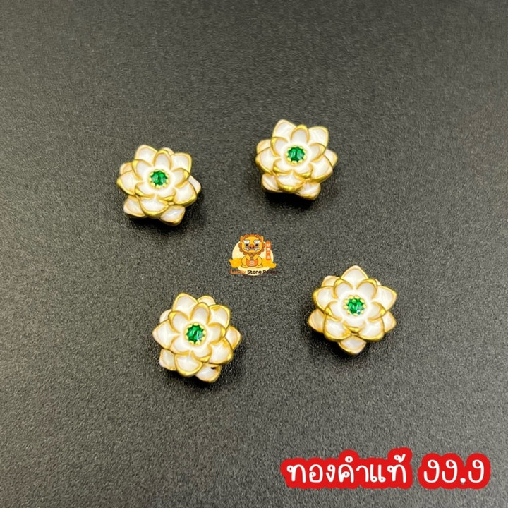 Pure Gold Peony Charm | White Enamel, Authentic & Timeless