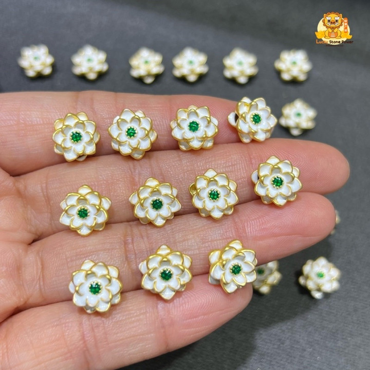 Pure Gold Peony Charm | White Enamel, Authentic & Timeless