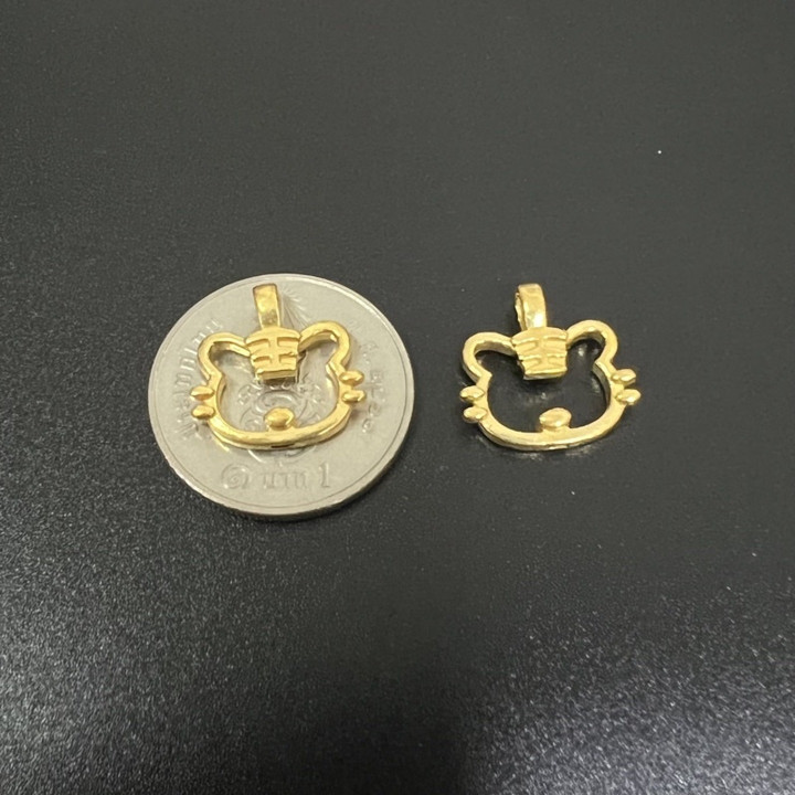 纯金虎头吊坠 | 999 纯金首饰
