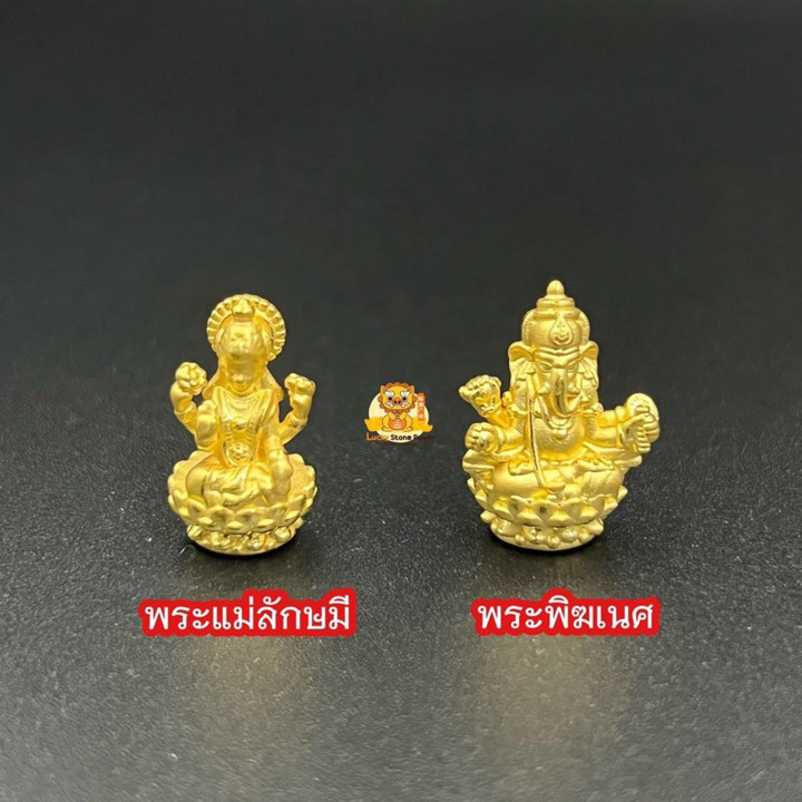 Statues de Lakshmi et Ganesha en or pur - Divinités hindoues authentiques