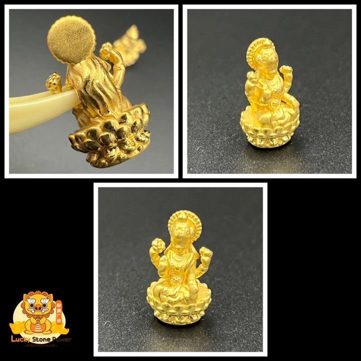 Statues de Lakshmi et Ganesha en or pur - Divinités hindoues authentiques