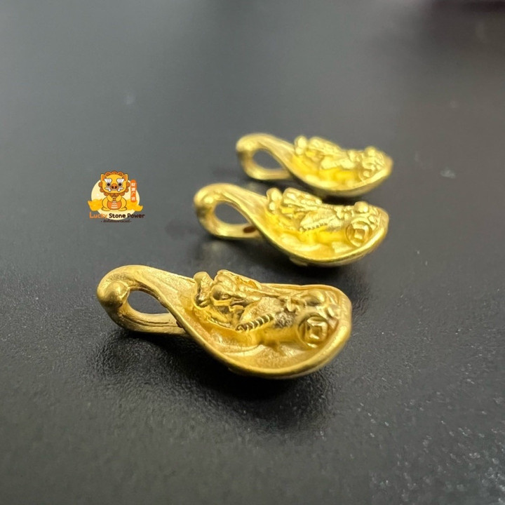 金貔貅菩提叶吊坠 | 财富与好运护身符