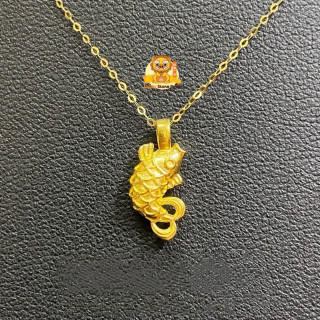 纯金龙/锦鲤吊坠 - 幸运符项链
