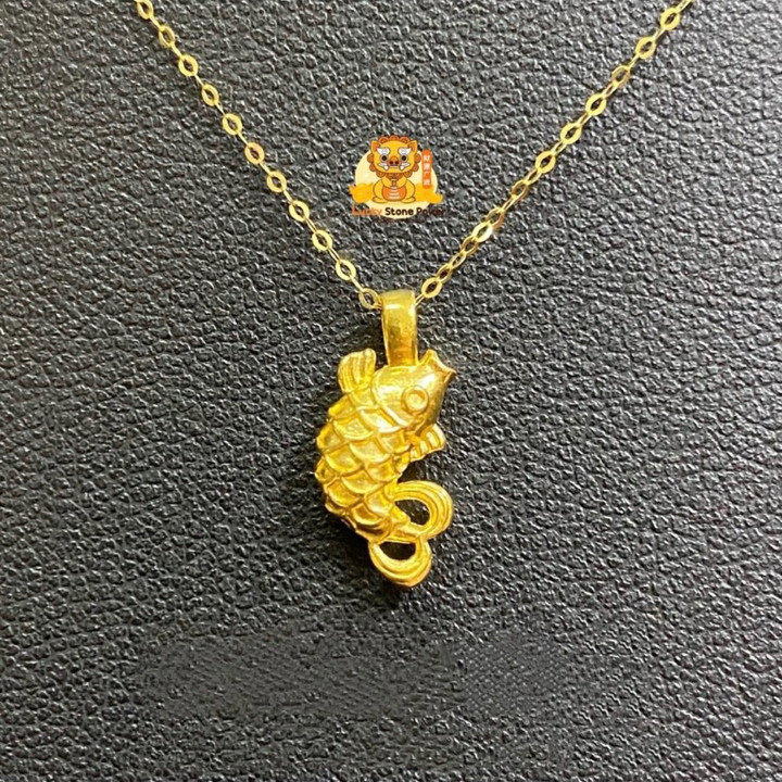 纯金龙/锦鲤吊坠 - 幸运符项链