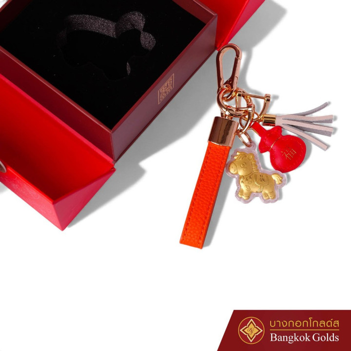 纯金99.9金马形钥匙扣 - 曼谷金饰 (0.2克)