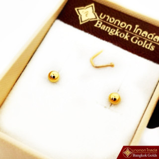 Genuine 75 Pure Gold Round Stud Earrings | Bangkok Golds