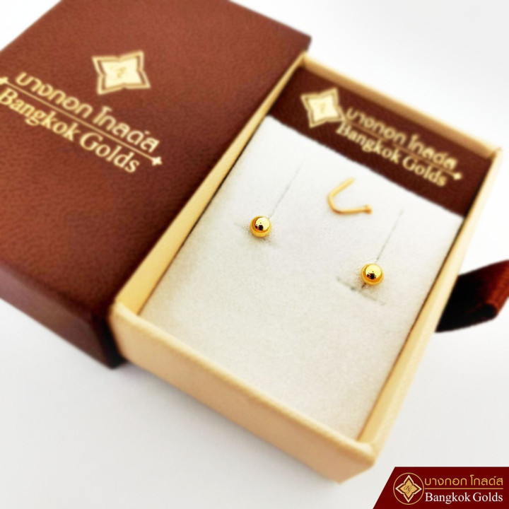 正品75纯金圆形耳钉 | 曼谷金饰