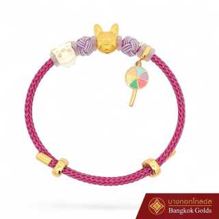 曼谷黄金法国斗牛犬吊坠手链 - 99.99纯金（0.8克），附带真品证书