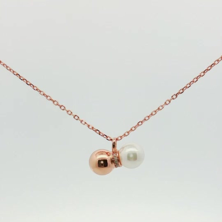 纯银项链配珍珠母贝吊坠 | 曼谷金饰