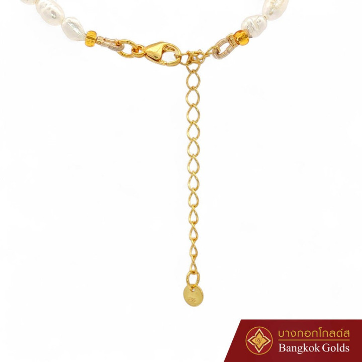 淡水珍珠翡翠吊坠项链 | 曼谷金饰