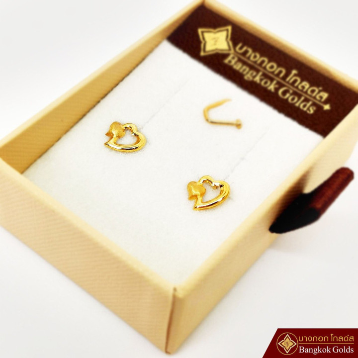 Heart-Shaped 75 Pure Gold Earrings | BangkokGolds