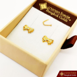 Genuine BangkokGolds 75 Pure Gold Bow Earrings