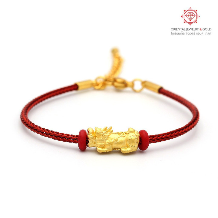 Pure Gold Pi Xiu Bracelet | OJ GOLD | Authentic and Red Cord