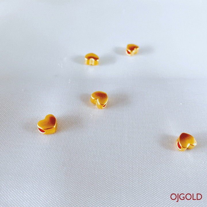 24K金心形吊坠项链套装 | 真金首饰