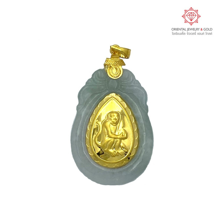 纯金十二生肖吊坠 | OJ GOLD 翡翠和 99.99 纯金