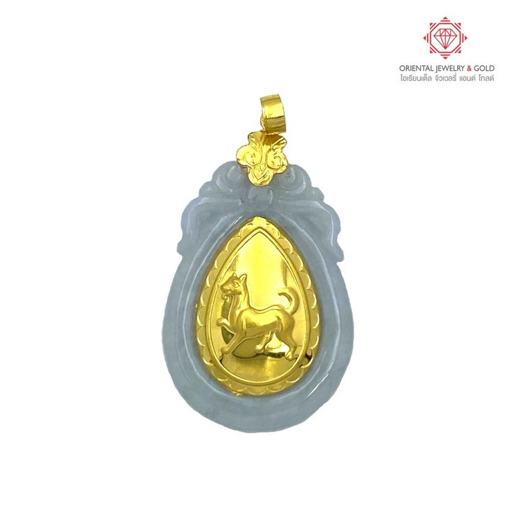 纯金十二生肖吊坠 | OJ GOLD 翡翠和 99.99 纯金