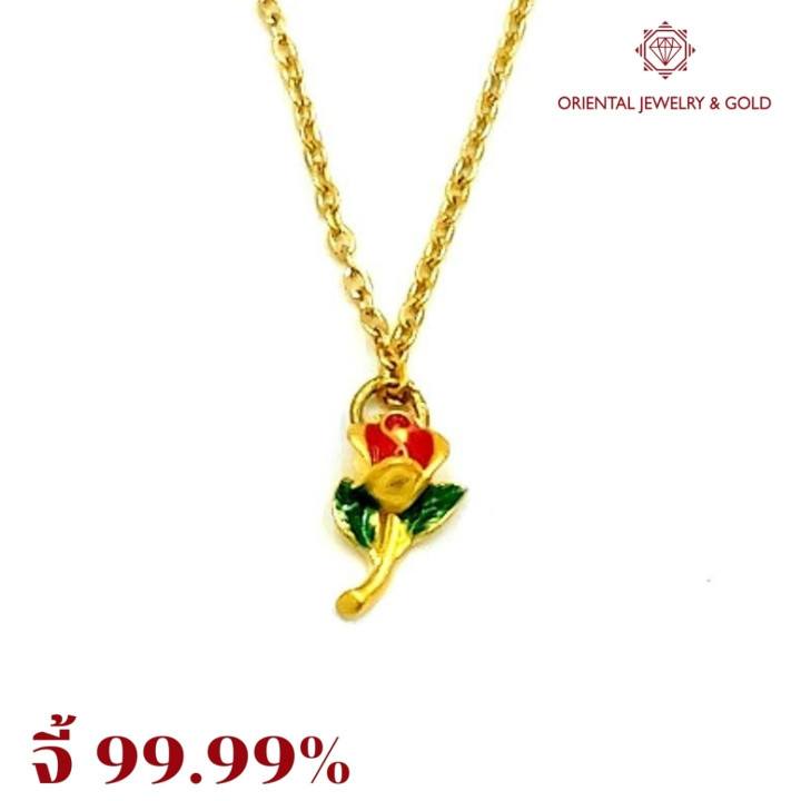 Pure Gold Pendant: Red Rose Design | OJ GOLD 99.99