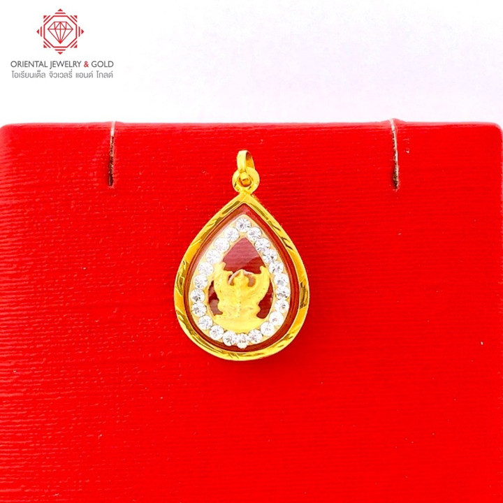OJ GOLD Garuda Pendant - 90 Pure Gold, Teardrop Design
