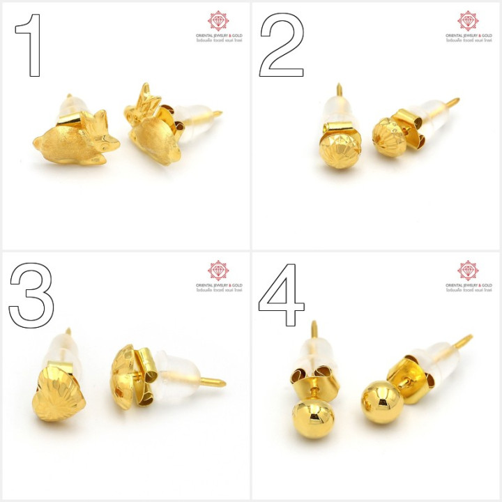 OJ GOLD 90纯金耳环 - 心形、圆形及更多款式