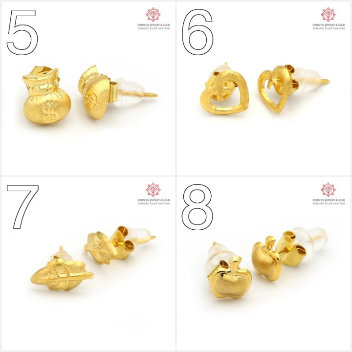 OJ GOLD 90纯金耳环 - 心形、圆形及更多款式