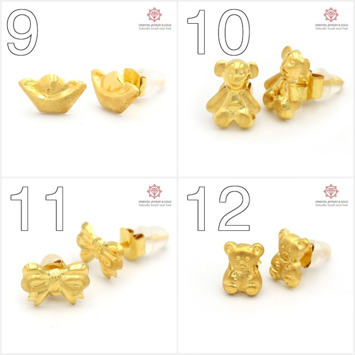 OJ GOLD 90纯金耳环 - 心形、圆形及更多款式