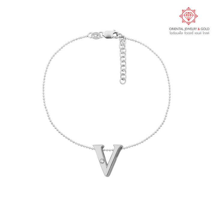 18K Gold Diamond Bracelet - OJ GOLD Letter V (Authentic)