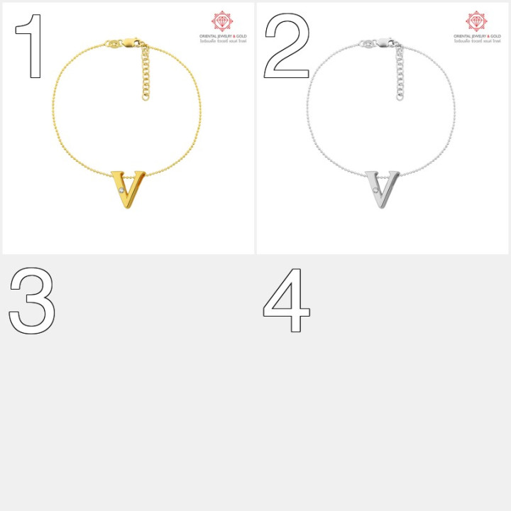 18K Gold Diamond Bracelet - OJ GOLD Letter V (Authentic)