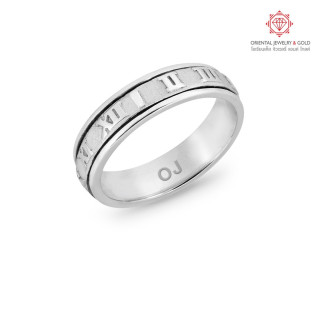 OJGOLD 18K Solid Gold Ring with Roman Numerals - Free Shipping
