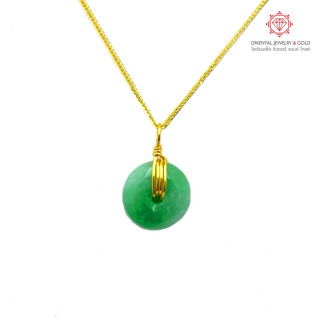 Radiant OJ GOLD Jade Pendant - 18K, 90 Pure Gold Necklace