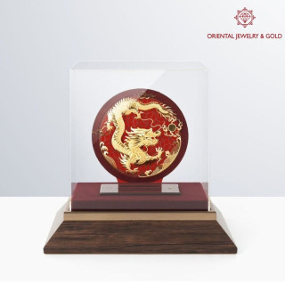 Gold Picture Frame - 99.99 Pure Gold, Acrylic Dragon Design