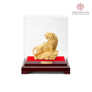 Pure Gold Plated Roaring Tiger Statue - Home Decor and Gift