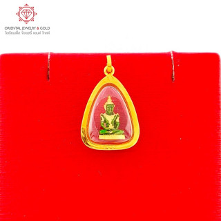 Emerald Buddha Pendant | 90 Pure Gold, XS Size | OJ GOLD