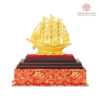 Gold Plated Sailing Ship Set: Exquisite Home Decor and Gift