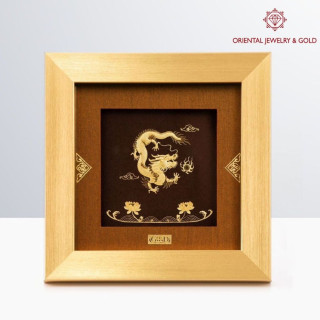 Gold Embroidered Dragon Picture Frame - Premium 99.99 Pure Gold