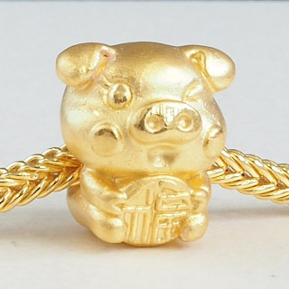 Lucky Anya Charm: Pure Gold Pig with Coin