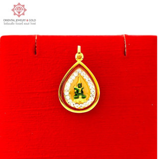 Emerald Buddha Pendant | 90 Pure Gold, Teardrop Design