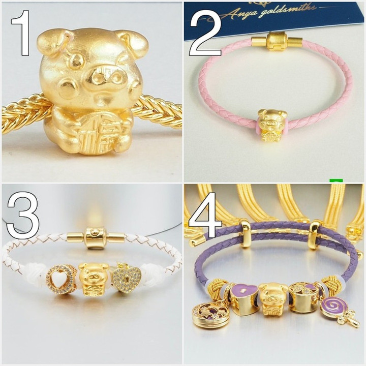 安雅幸运护身符：纯金小猪及金币