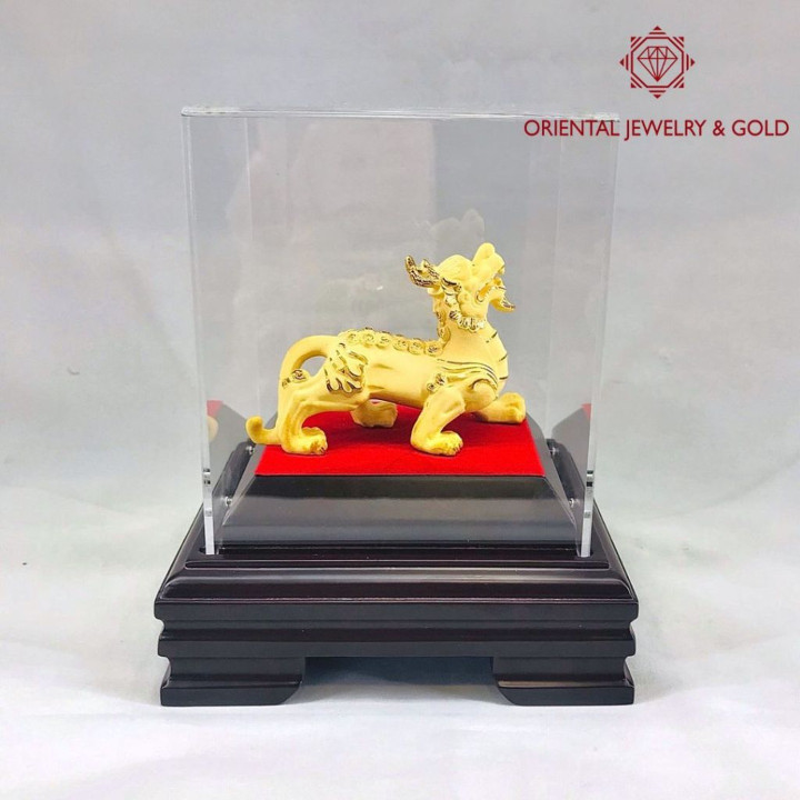 Gold Plated Pi Xiu Amulet - Lucky Charm and Home Decor