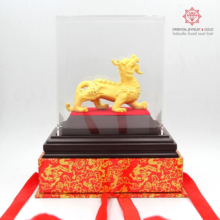 Gold Plated Pi Xiu Amulet - Lucky Charm and Home Decor