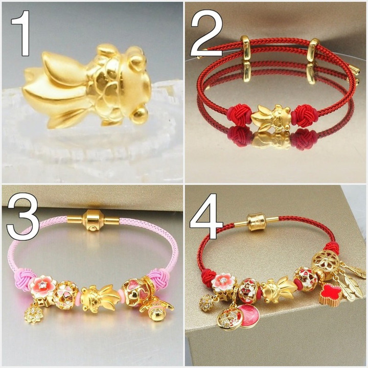 纯金安雅魅力金鱼吊坠 - 奢华金鱼吊坠