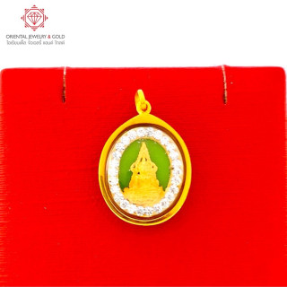 OJ GOLD Phra Phuttha Chinnarat Oval Pendant - 90 Pure Gold
