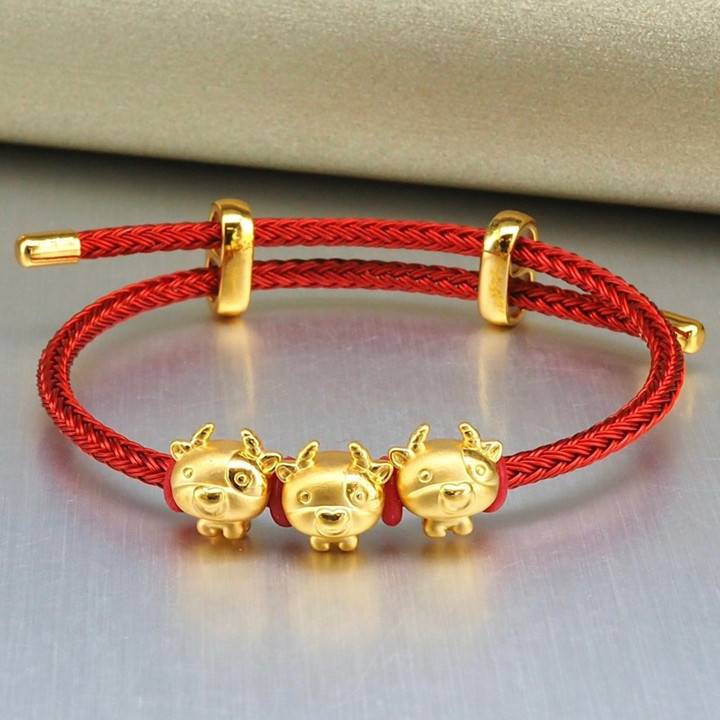 安雅幸运牛护身符 | 99.9%纯金（48个字符）