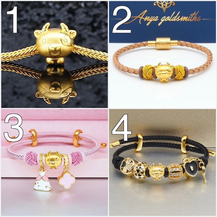 安雅幸运牛护身符 | 99.9%纯金（48个字符）