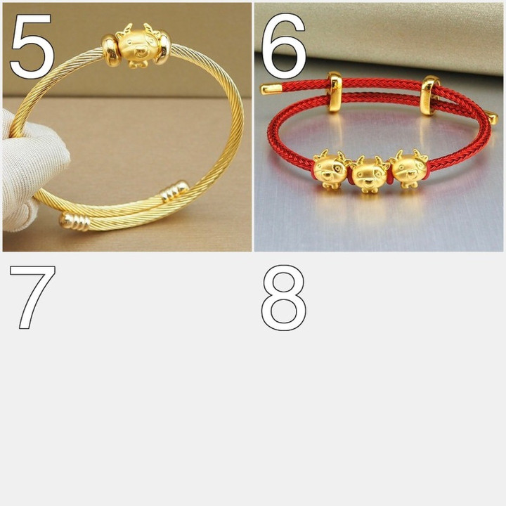 安雅幸运牛护身符 | 99.9%纯金（48个字符）