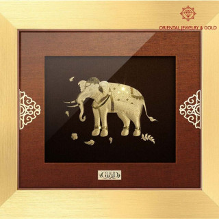 99.99 Pure Gold Thai Elephant Picture Frame - Gift and Decor