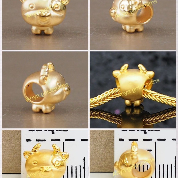 安雅幸运牛护身符 | 99.9%纯金（48个字符）