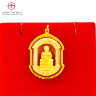 Genuine 90 Gold Luang Pu Thuad Pendant - Twisted Frame