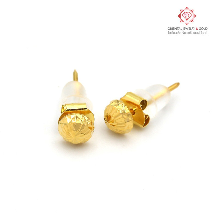 OJ GOLD 90 Pure Gold Bun Earrings w/ Diamonds